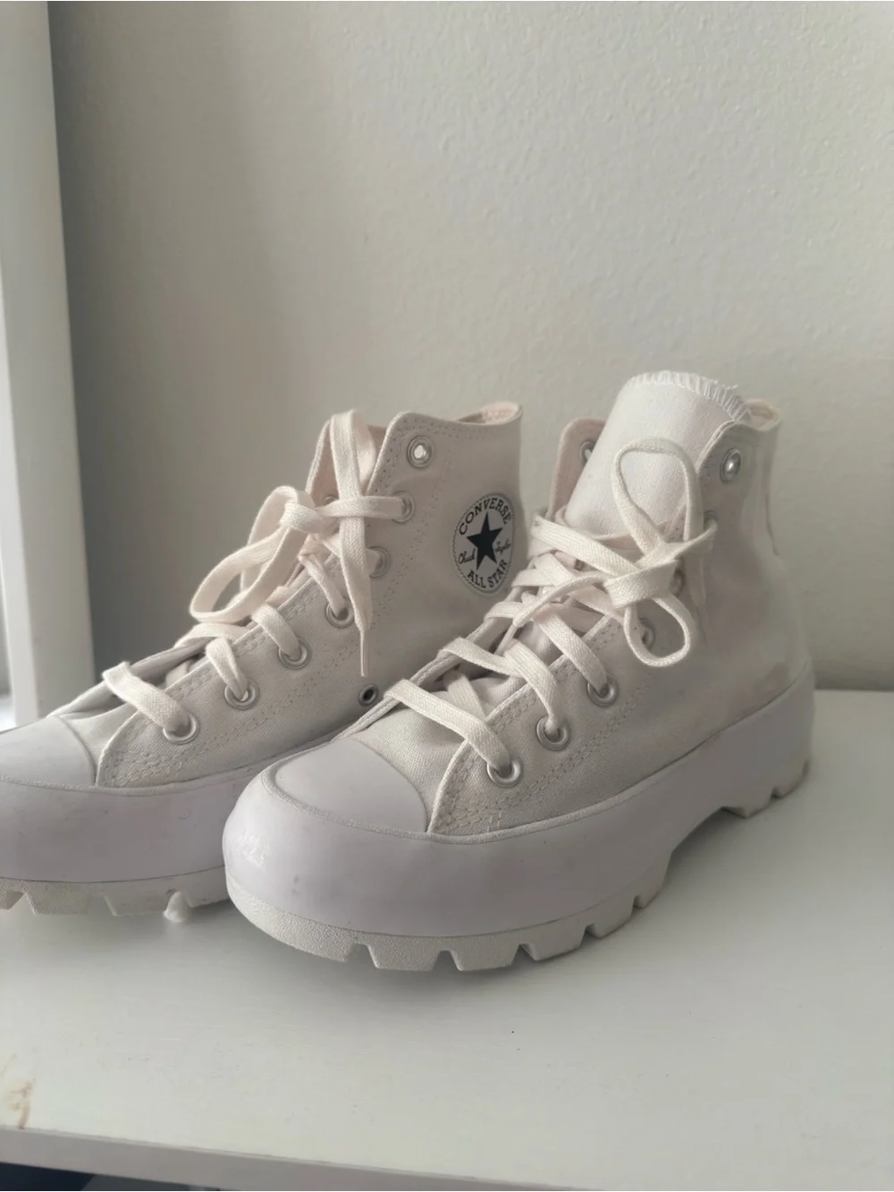 Converse Chunky High-Top Sneakers in Light Cream